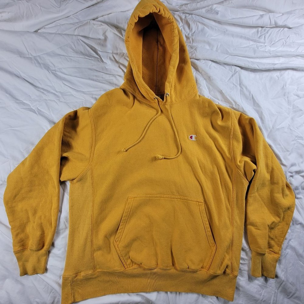 Champion Reverse Weave Mens XL Yellow Pullover Sweater Outdoors Winter Warm